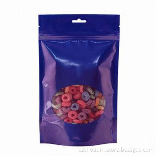 Stand up Zipper Food Bag with Bottom Gusset and Front Window, Various Sizes and Shapes Accepted